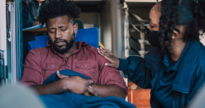 man in an ambulance